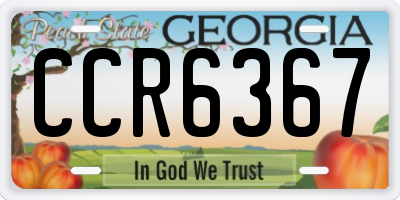 GA license plate CCR6367