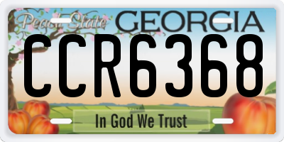 GA license plate CCR6368