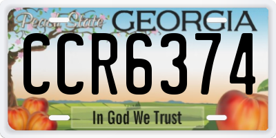 GA license plate CCR6374
