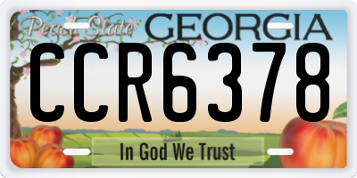 GA license plate CCR6378