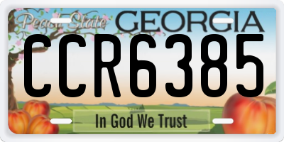 GA license plate CCR6385