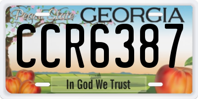 GA license plate CCR6387