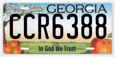 GA license plate CCR6388