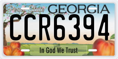 GA license plate CCR6394