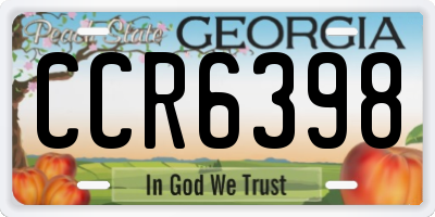 GA license plate CCR6398