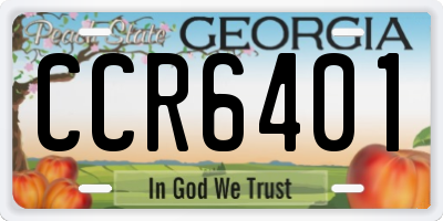 GA license plate CCR6401
