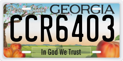 GA license plate CCR6403