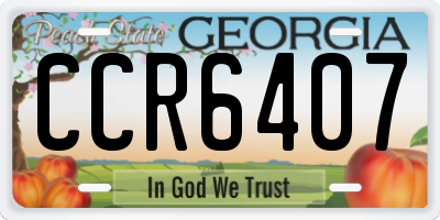 GA license plate CCR6407