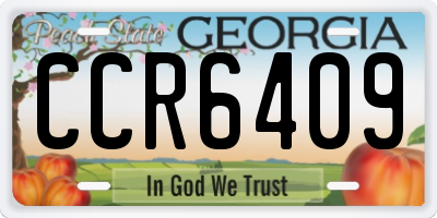 GA license plate CCR6409