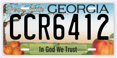 GA license plate CCR6412