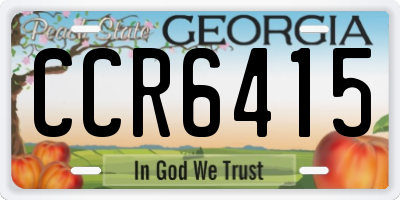 GA license plate CCR6415