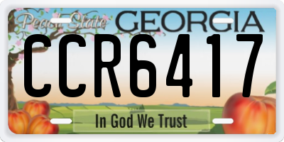 GA license plate CCR6417