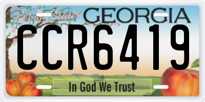 GA license plate CCR6419