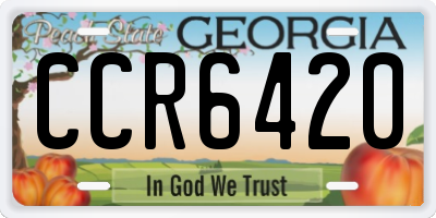 GA license plate CCR6420