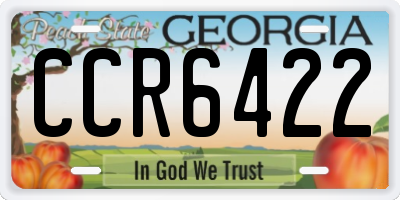 GA license plate CCR6422