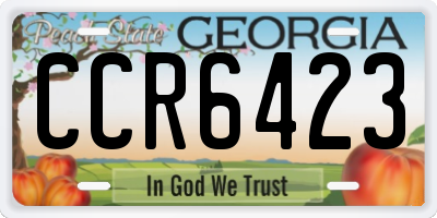 GA license plate CCR6423