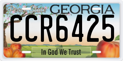 GA license plate CCR6425