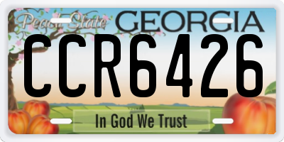 GA license plate CCR6426