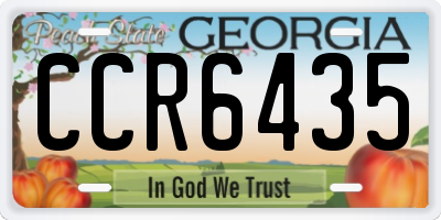 GA license plate CCR6435