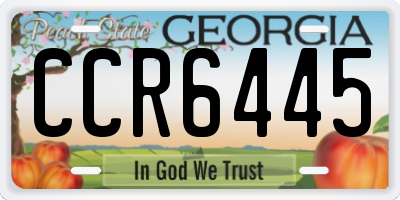 GA license plate CCR6445