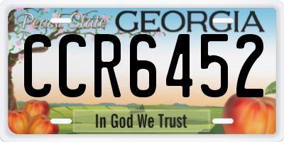 GA license plate CCR6452