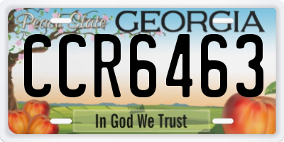 GA license plate CCR6463