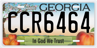 GA license plate CCR6464