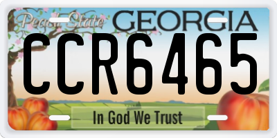 GA license plate CCR6465