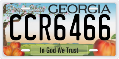 GA license plate CCR6466
