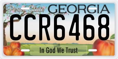 GA license plate CCR6468