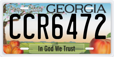 GA license plate CCR6472