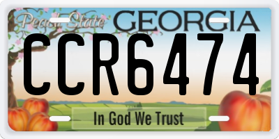 GA license plate CCR6474