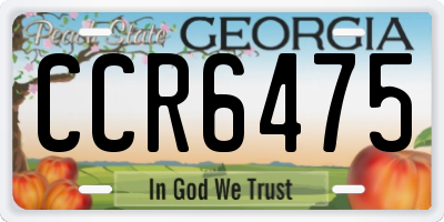 GA license plate CCR6475