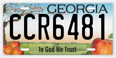 GA license plate CCR6481