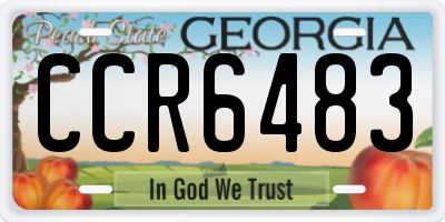 GA license plate CCR6483