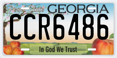 GA license plate CCR6486