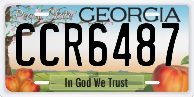 GA license plate CCR6487