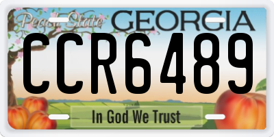 GA license plate CCR6489