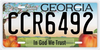 GA license plate CCR6492