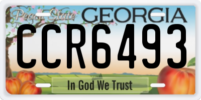 GA license plate CCR6493