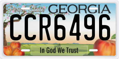 GA license plate CCR6496