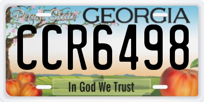 GA license plate CCR6498