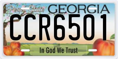 GA license plate CCR6501