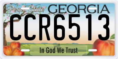 GA license plate CCR6513