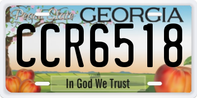 GA license plate CCR6518