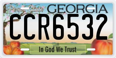 GA license plate CCR6532
