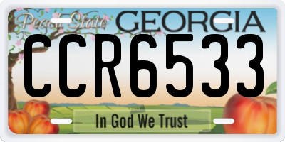 GA license plate CCR6533