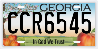 GA license plate CCR6545