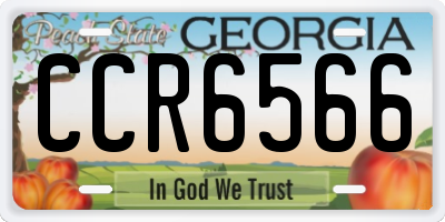 GA license plate CCR6566