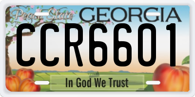 GA license plate CCR6601